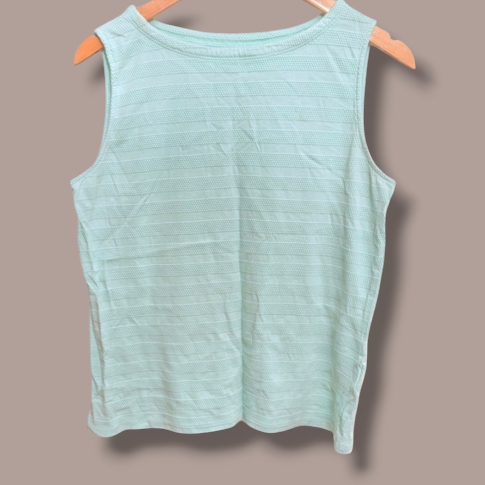 Charter Club Mint Green Sleeveless Boatneck Textured Tank Top Sz Petite LG (LP)
